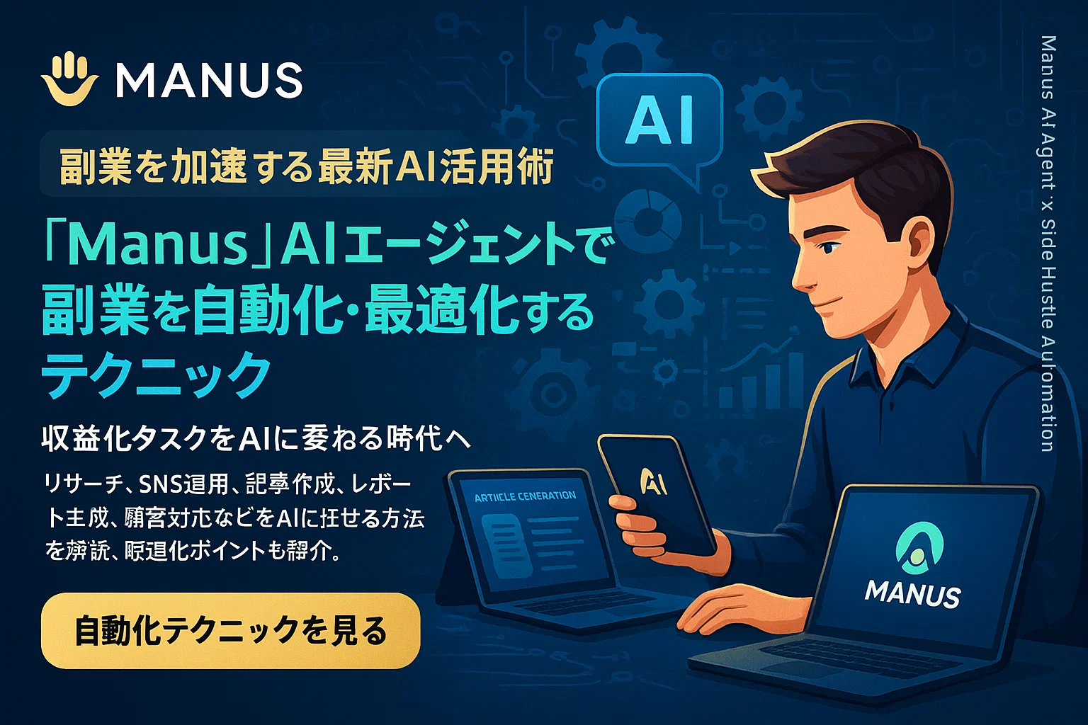 「Manus」AIエージェントで副業を自動化・最適化するテクニック
